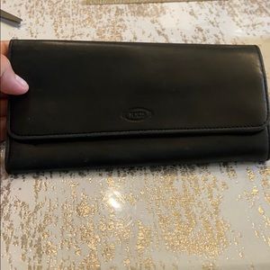 Tods black leather continental wallet